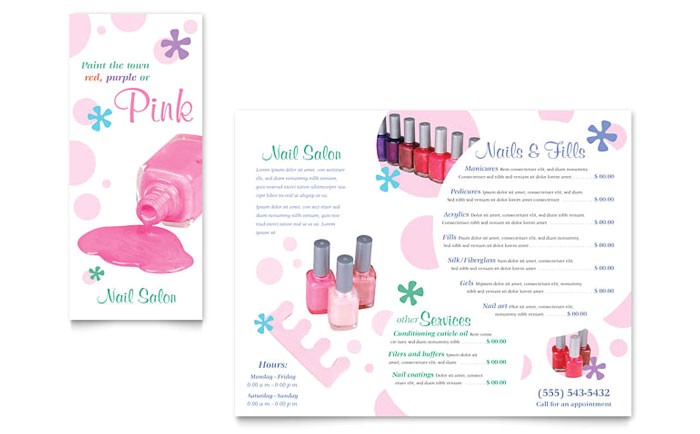 Nail Brochure Templates Free Nail Salon Brochure Template Design