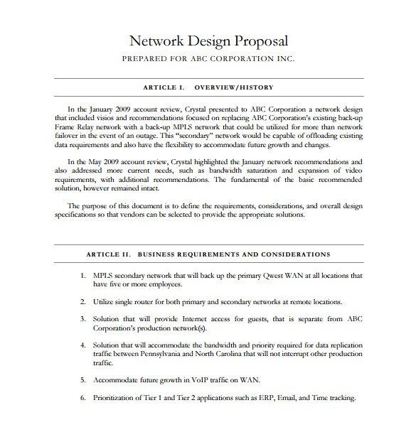 Network Project Proposal Template Design Proposal Templates 17 Free Word Excel Pdf