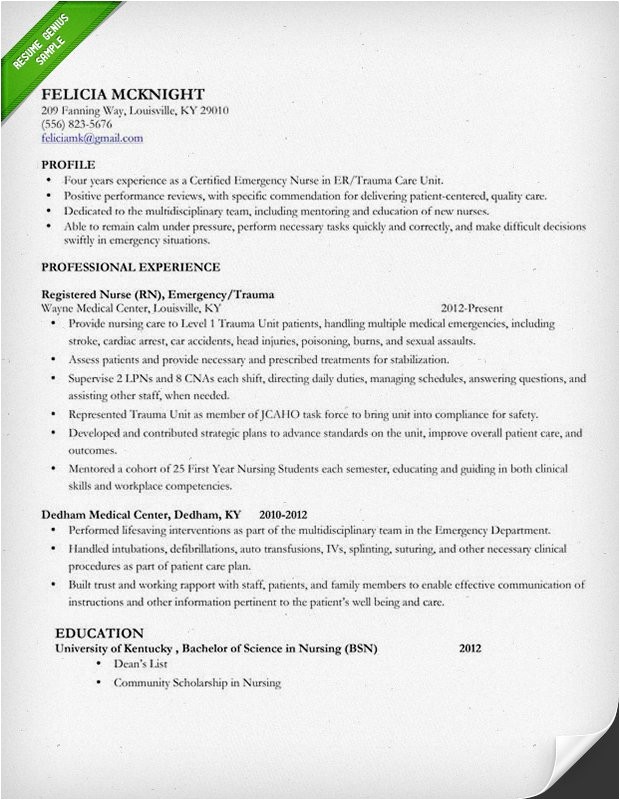 Nursing Resume Templates Nursing Resume Sample Writing Guide Resume Genius