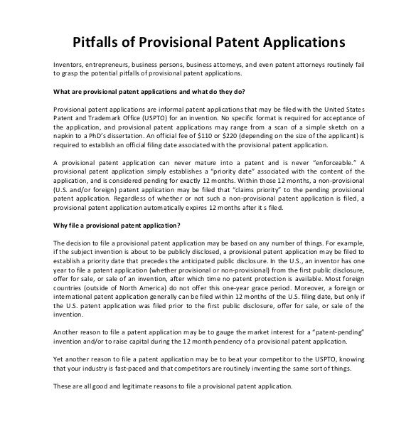 Patent Proposal Template 12 Patent Application Templates Free Sample Example