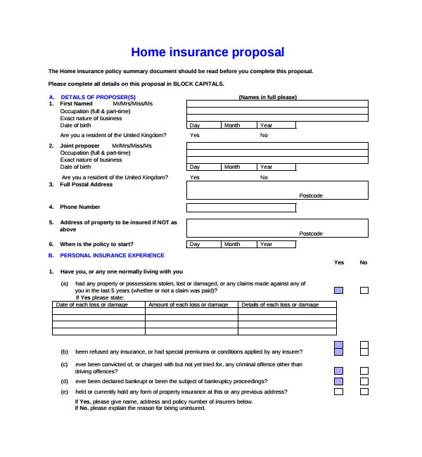 Personal Insurance Proposal Template 12 Insurance Proposal Templates Sample Templates