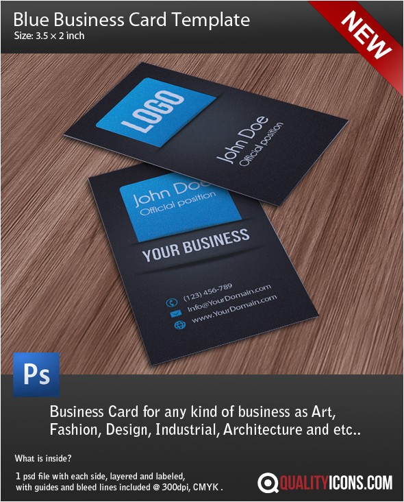 Psd Business Card Template with Bleed Business Card Template Psd Blue by Qualityicons On Deviantart
