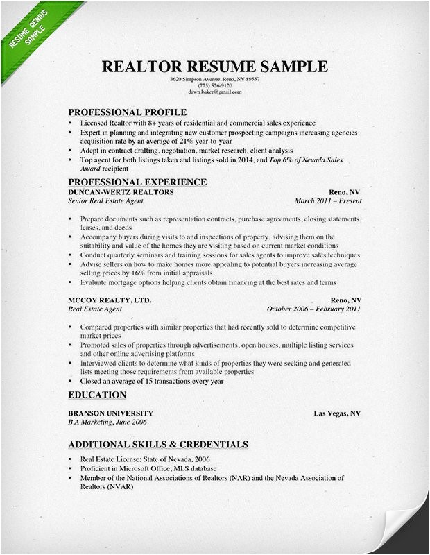 Real Estate Resumes Templates Real Estate Resume Writing Guide Resume Genius