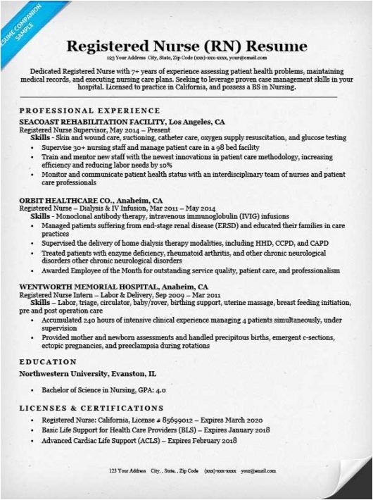 Registered Nurse Resume Samples Registered Nurse Rn Resume Sample Tips Resume Companion