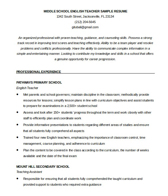 Resume Template English How to Make A Good Teacher Resume Template