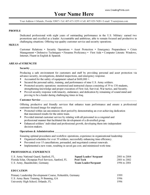 Resume Template Military Experience Military Experience On Resume Best Template Collection