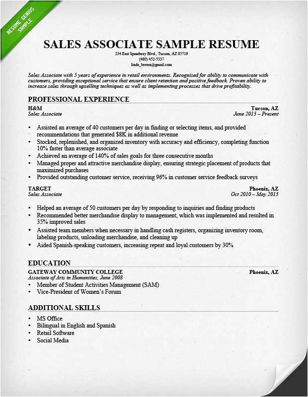 Resume Template Sales associate Retail Sales associate Resume Sample Writing Guide Rg