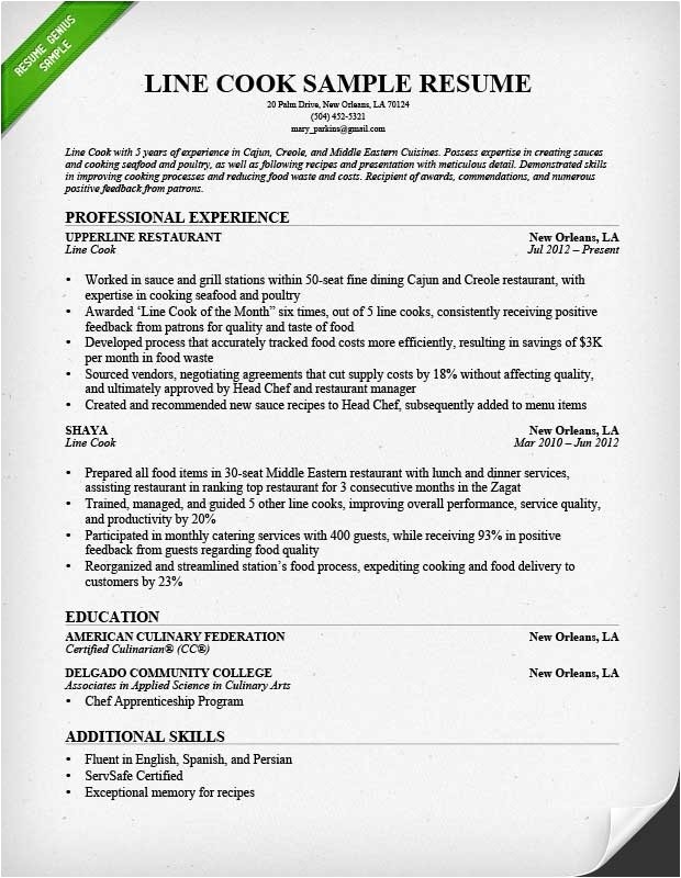 Resume Templates for Cooks Cook Resume Template Resume Builder