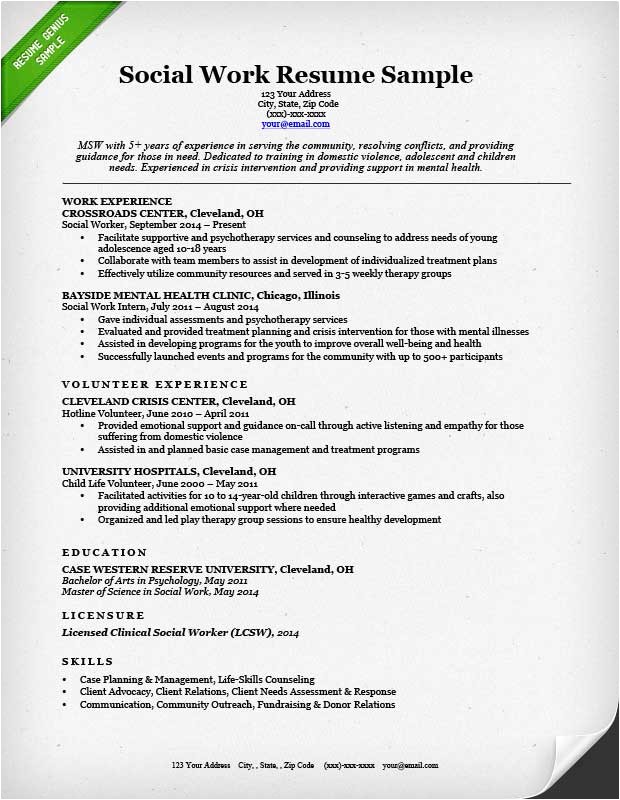 Resume Templates for social Workers social Work Resume Sample Writing Guide Resume Genius