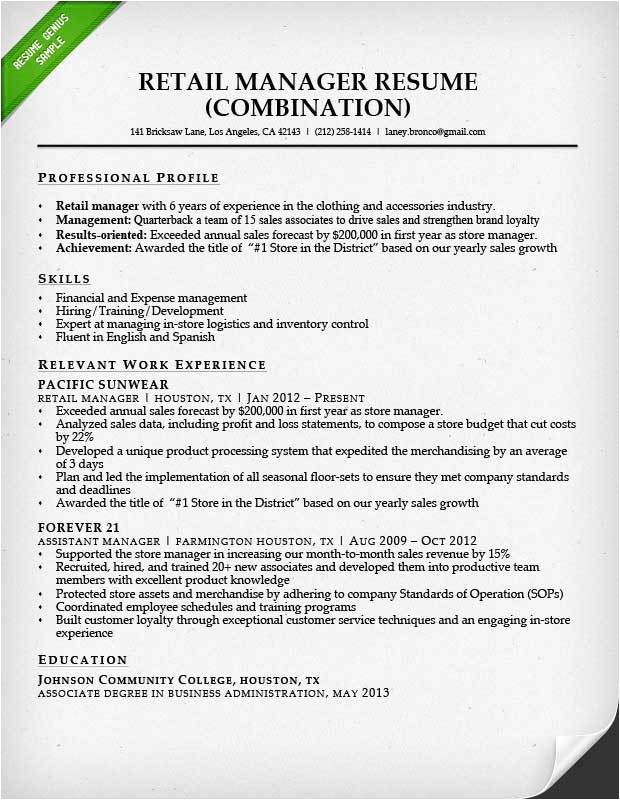 Retail Manager Resume Template Retail Sales associate Resume Sample Writing Guide Rg