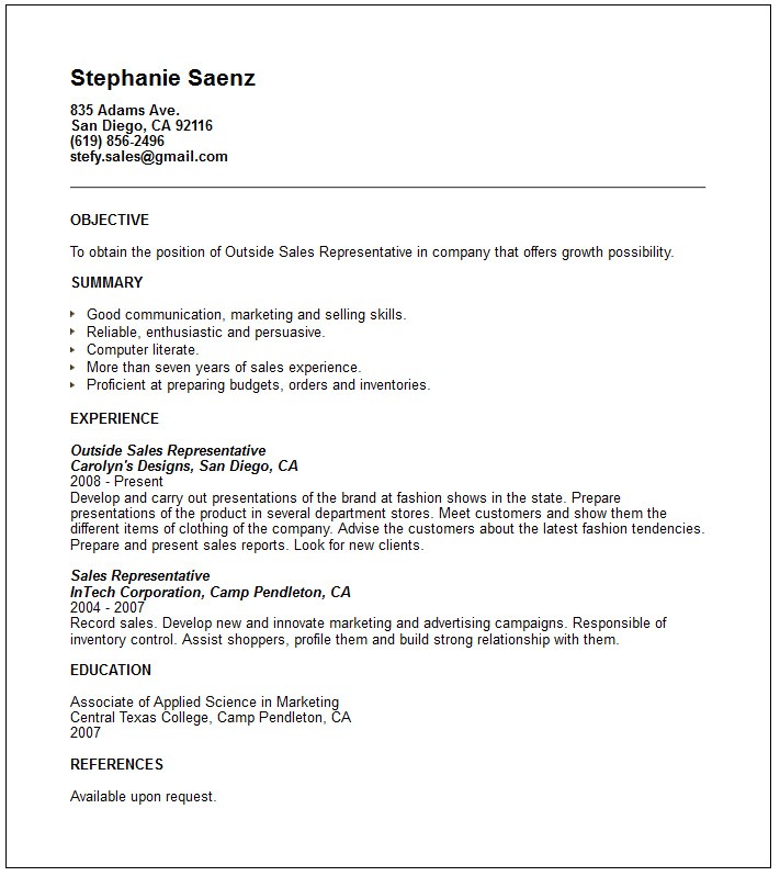 Sales Resume Templates Free Outside Sales Resume Template Resume   Sales Resume Templates Free Outside Sales Resume Template Resume Builder Of Sales Resume Templates Free 