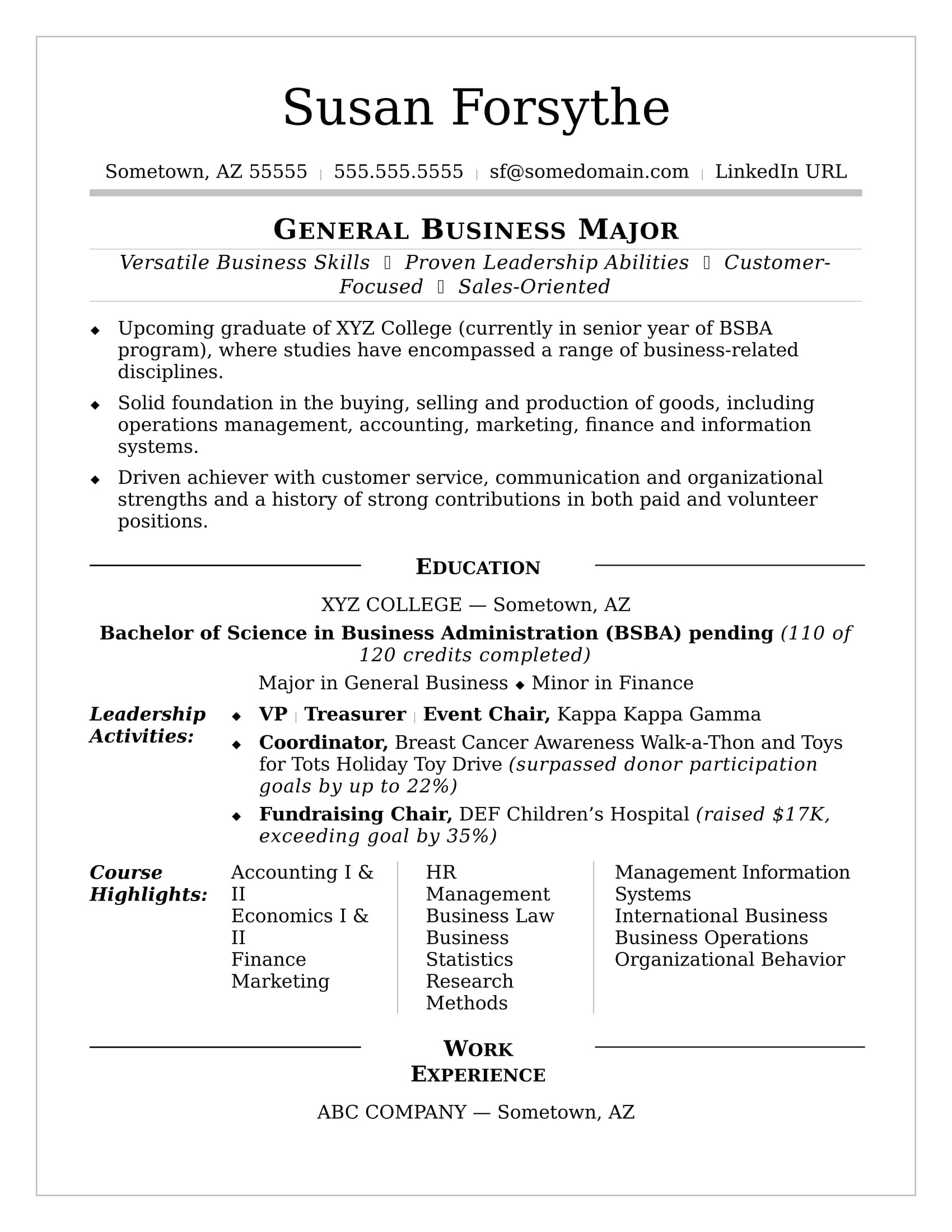 Sample Of Resume for Students In College College Resume Sample Monster Com