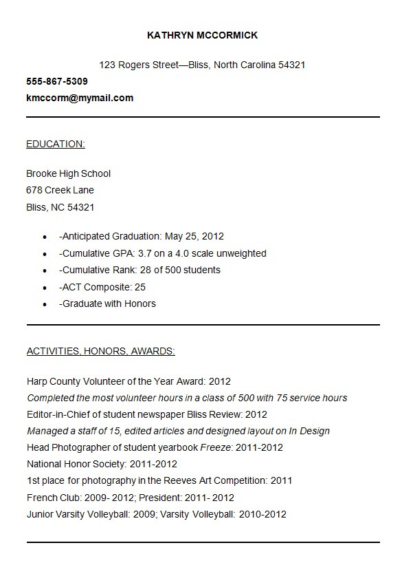 Sample Resume for College Application 10 College Resume Templates Free Samples Examples