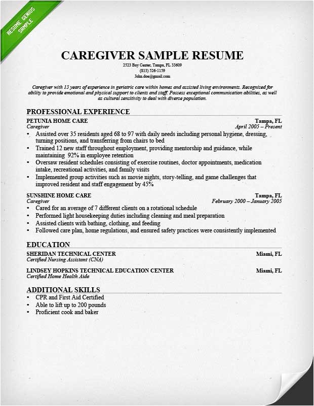 Sample Resume Of A Caregiver Nanny Resume Sample Writing Guide Resume Genius