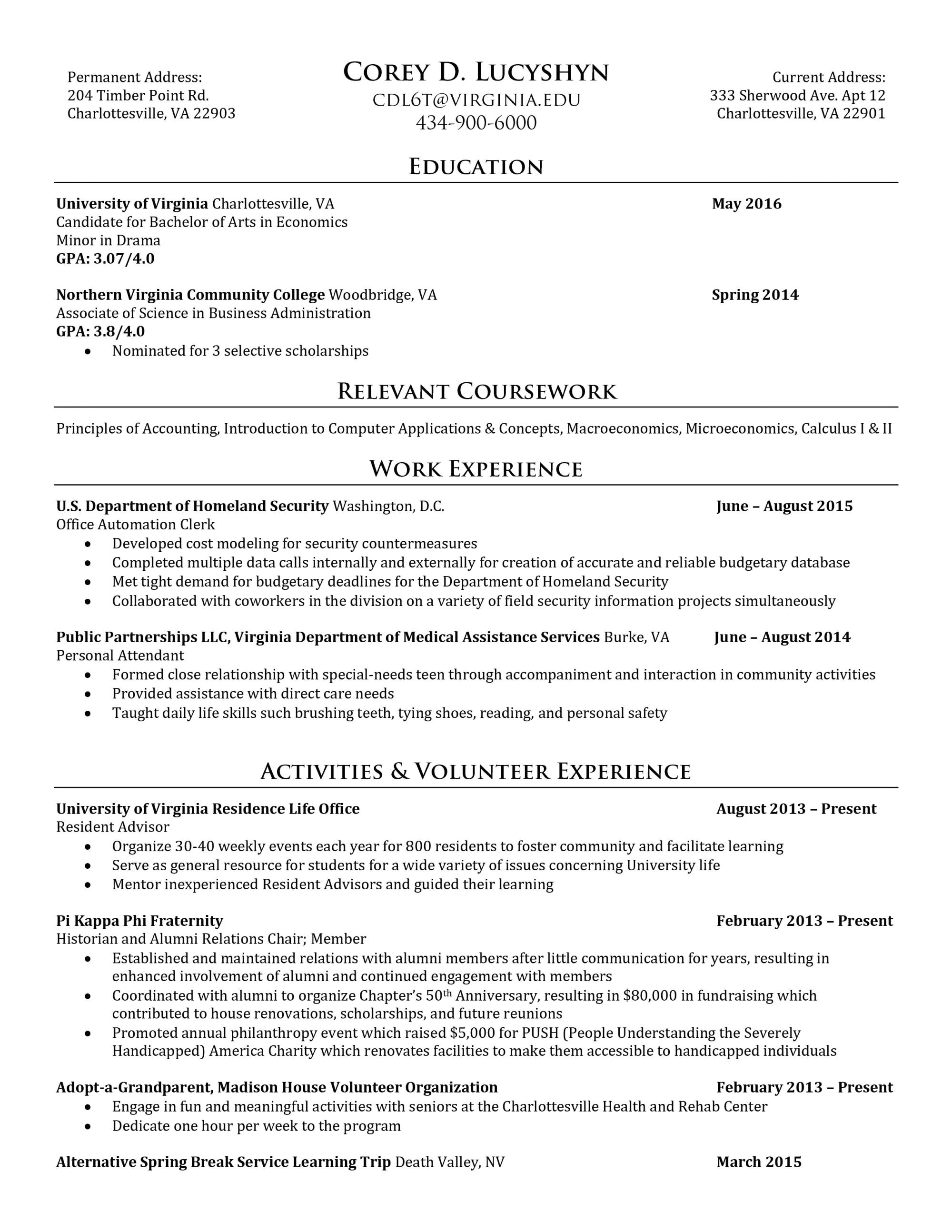 uva career center resume template