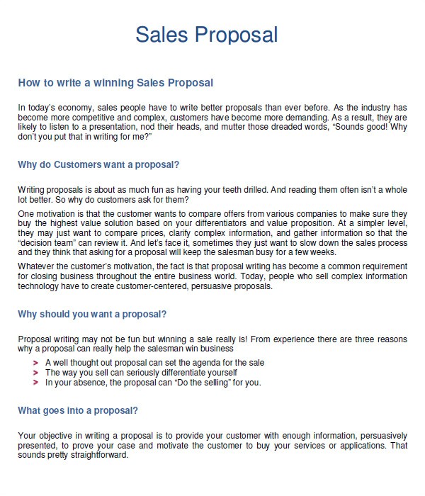 Simple Sales Proposal Template 20 Sample Sales Proposal Templates Pdf Word Psd