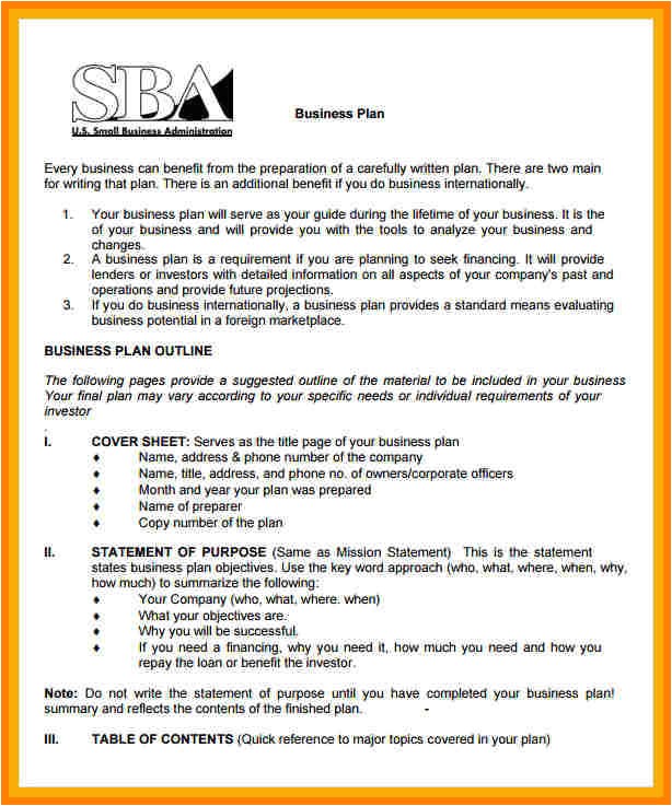 small business administration sample business plan
