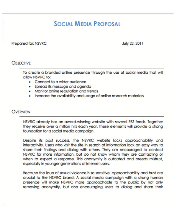 Social Media Management Proposal Template 10 social Media Proposal Templates Free Sample Example