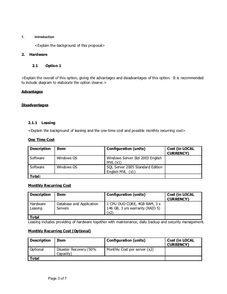 Software Pricing Proposal Template Sample Document On Hardware software Proposal