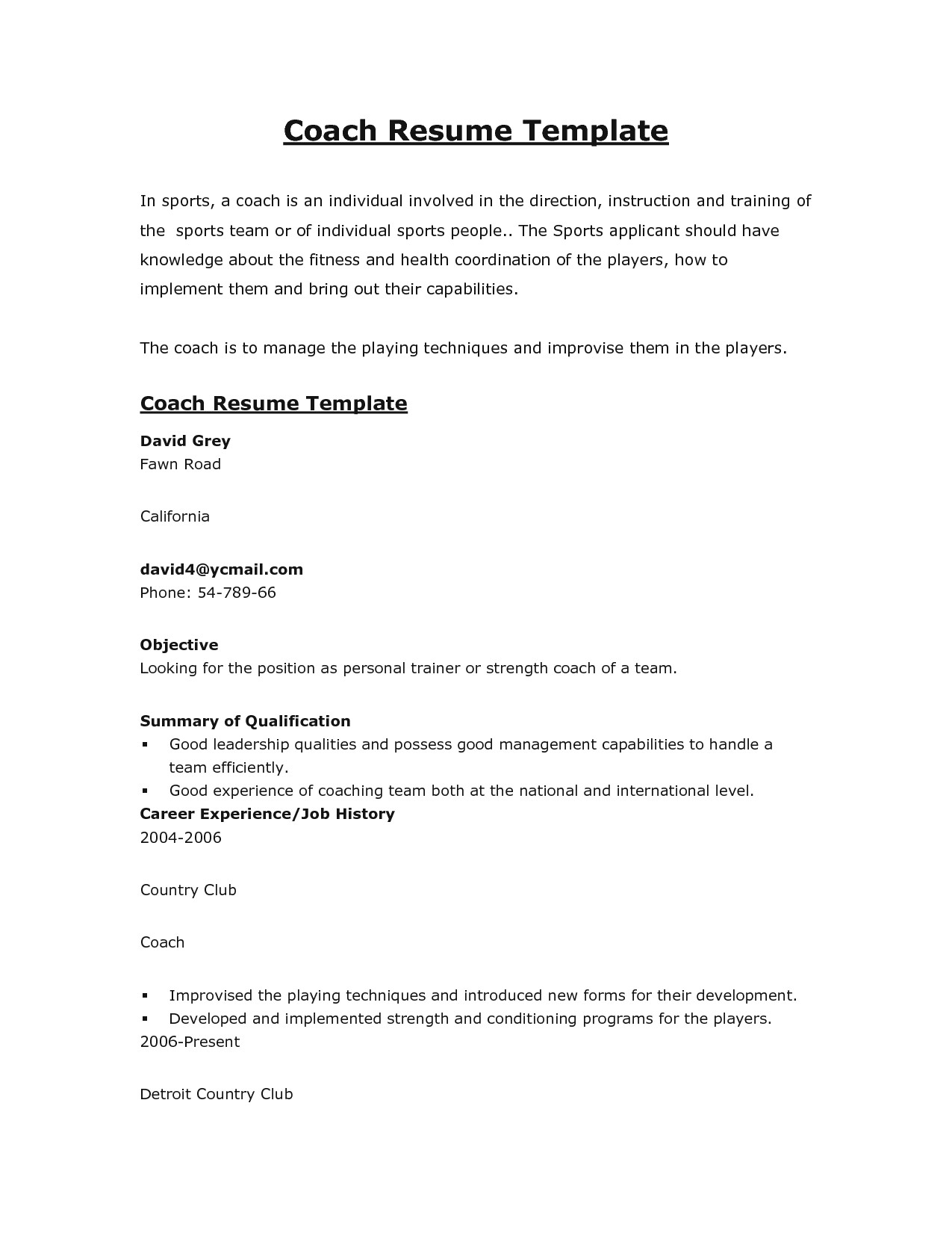Sports Resume Template athletic Coach Resume Best Letter Sample
