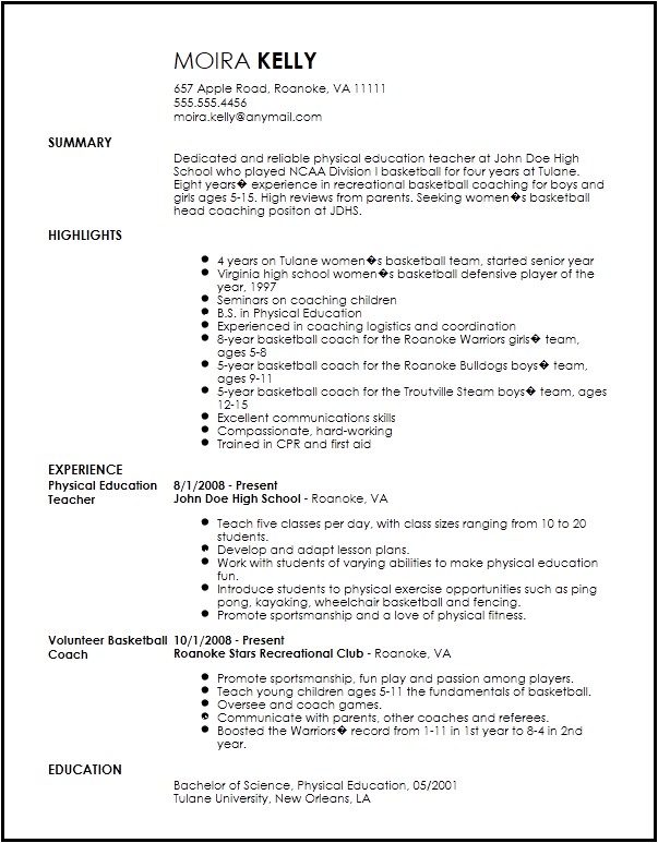 Sports Resume Template Free Traditional Sports Coach Resume Template Resumenow