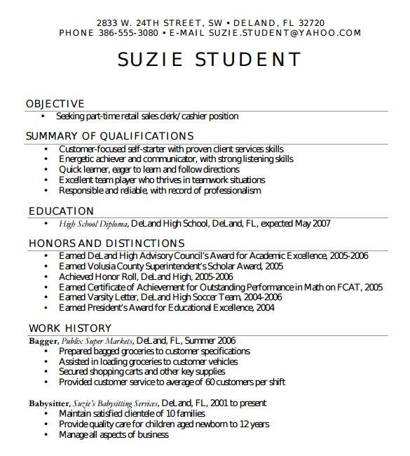 Template for High School Resume 7 Sample High School Resume Templates Sample Templates