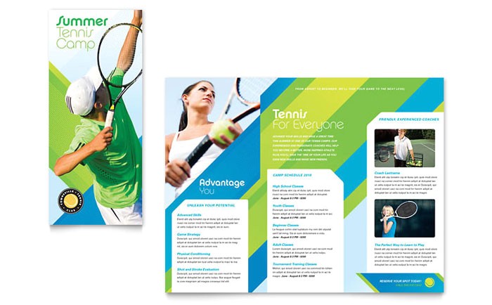 Tennis Brochure Template Tennis Club Camp Tri Fold Brochure Template Design