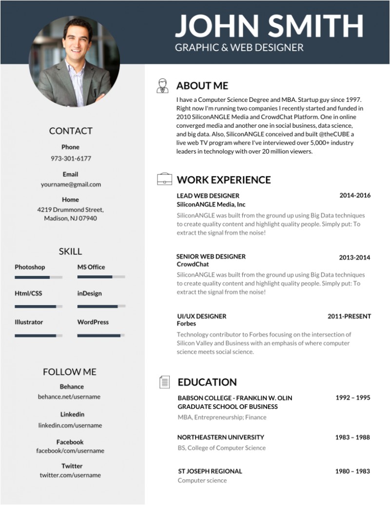 Top Resume Template 50 Most Professional Editable Resume Templates for Jobseekers