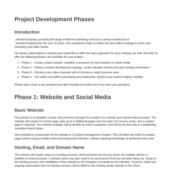 Web Development Project Proposal Template 9 Website Design Proposal Templates to Download Sample