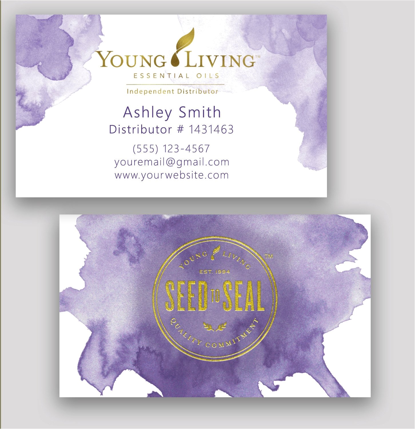 Young Living Business Card Template Young Living Business Card Essential Oil Watercolor Gold