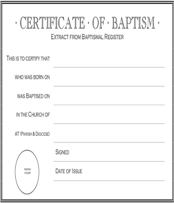 Baptismal Certificate Template 21 Sample Baptism Certificate Templates Free Sample