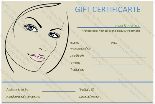 Cosmetology Certificate Template Gift Voucher Templates Gift Certificate Templates