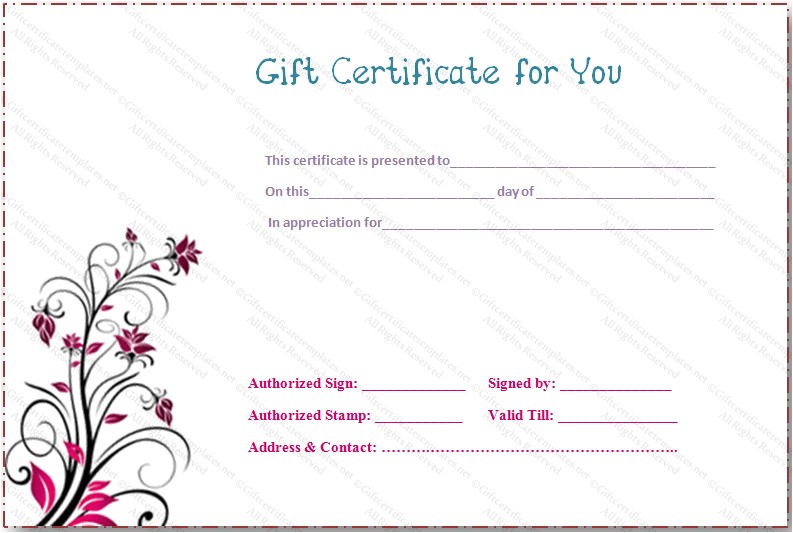Fill In Gift Certificate Template Gift Certificate Templates