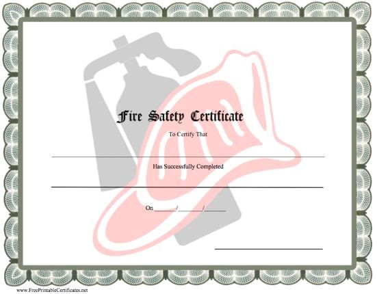 Fire Training Certificate Template A Printable Fire Safety Certificate with A Gray Border and