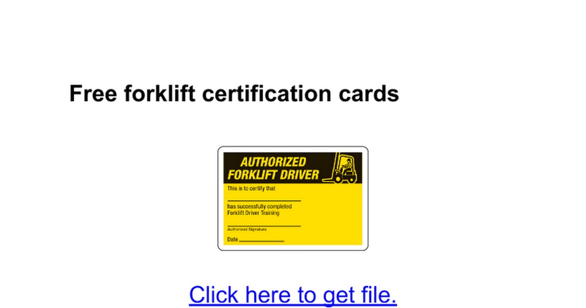Printable Forklift Certification Card Template - Customize and Print