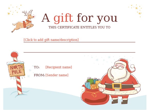 Free Christmas Gift Certificate Template Christmas Gift Certificate Template 16 Word Pdf