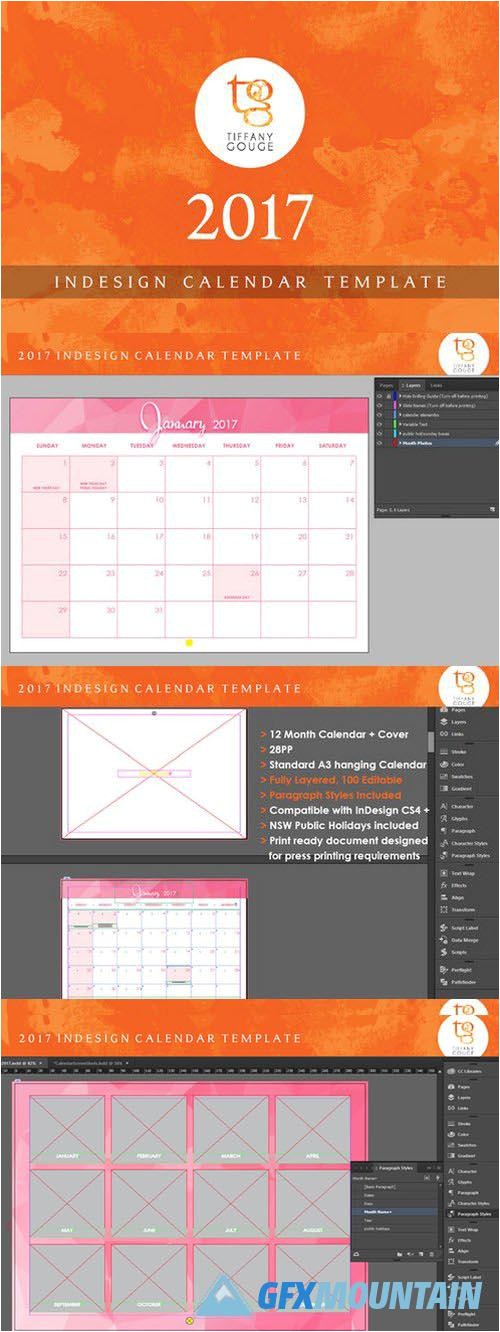 Indesign Calendar Template 2017 Indesign Calendar Template 2017 Calendar Template 2018