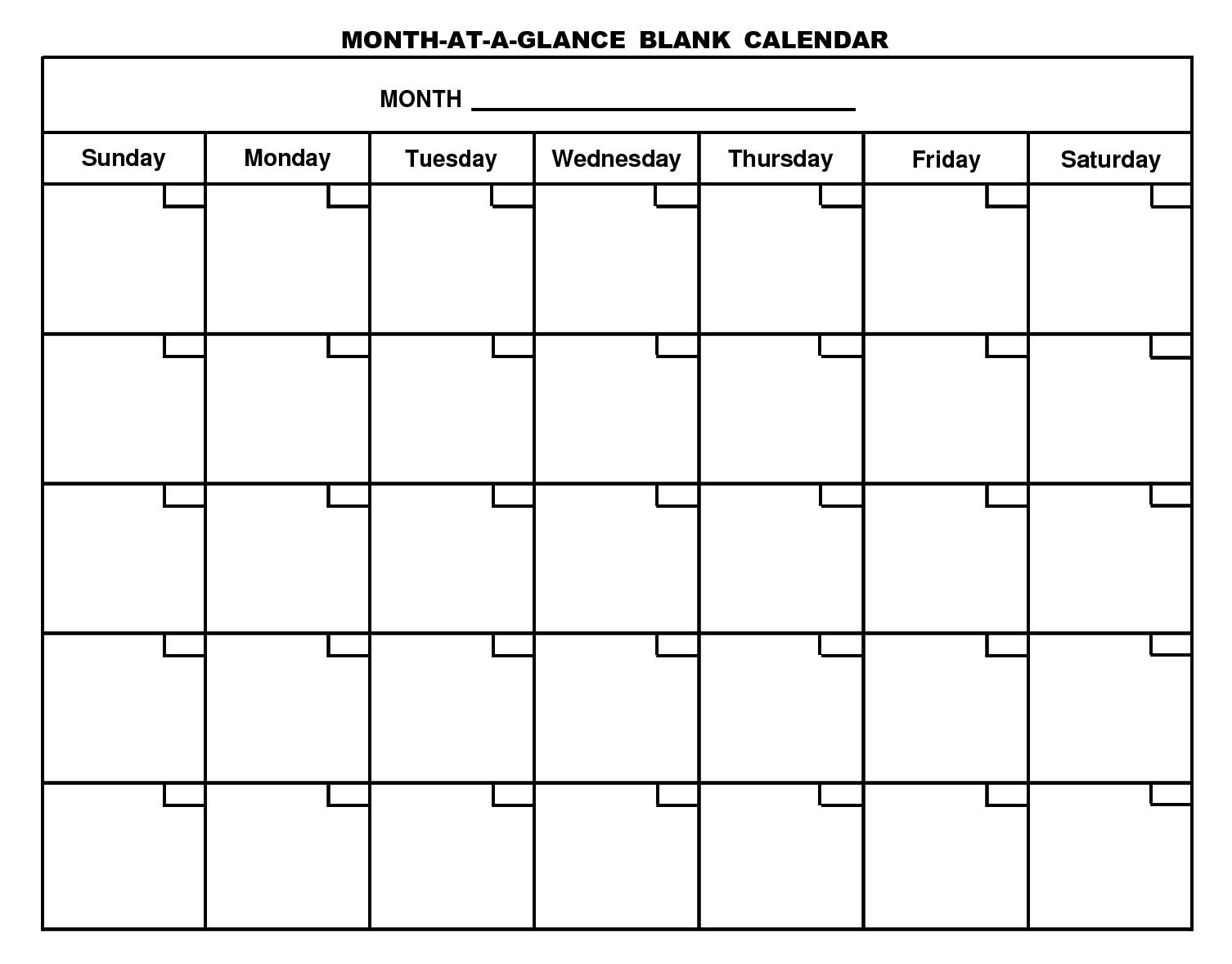 Month at A Glance Calendar Template Planning Archives Print Me Baby