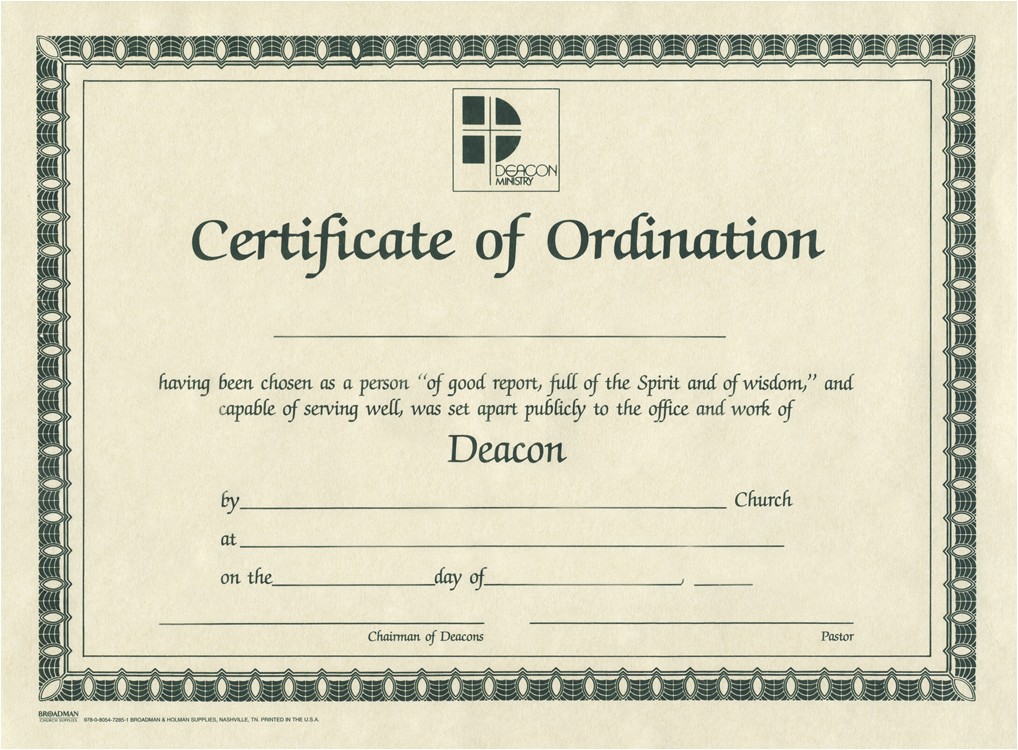 Ordination Certificate Templates Williamson