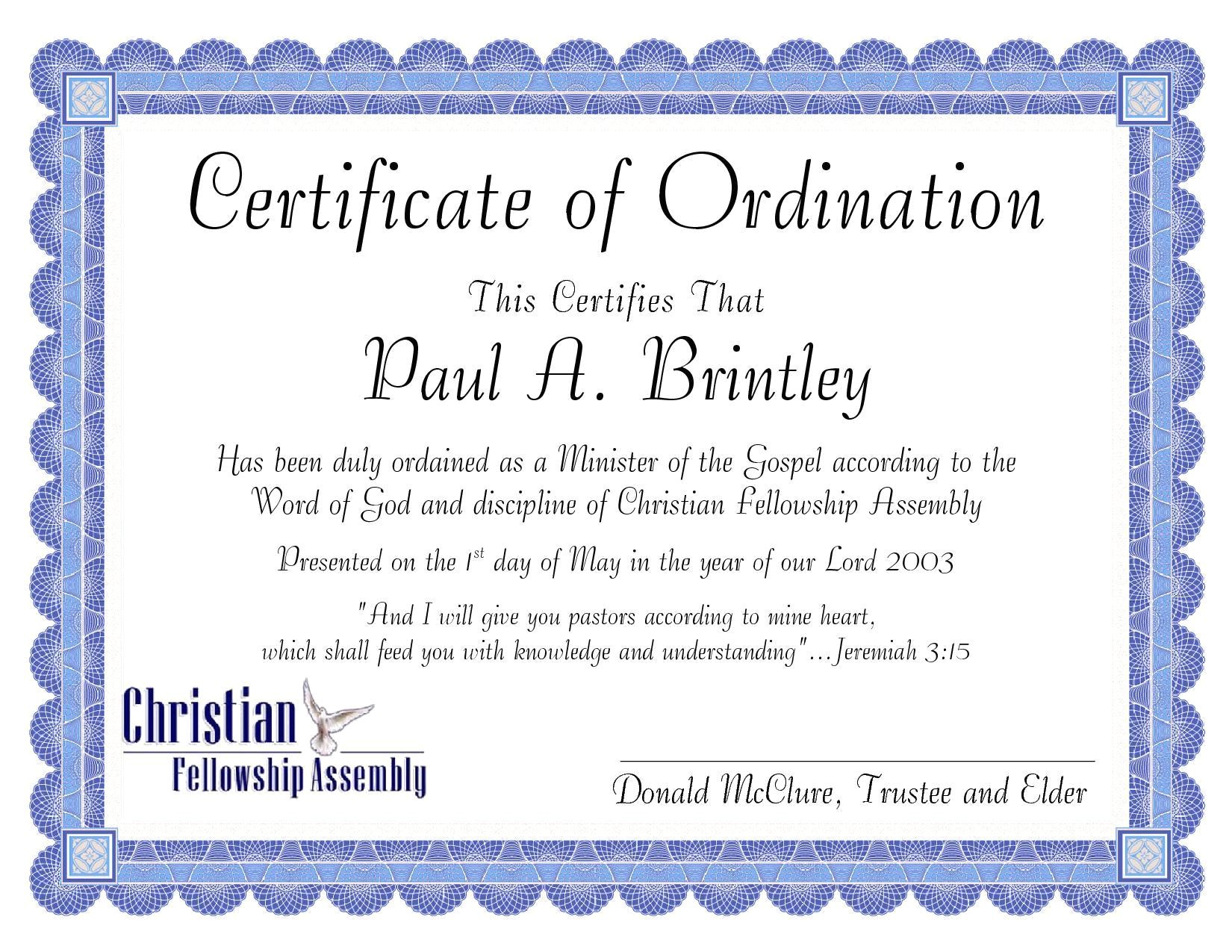 27 Images Of Free Printable Ordination Certificate Template With Regard