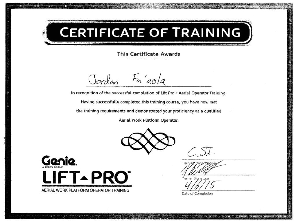 Printable Free Aerial Lift Certification Card Template Printable Word