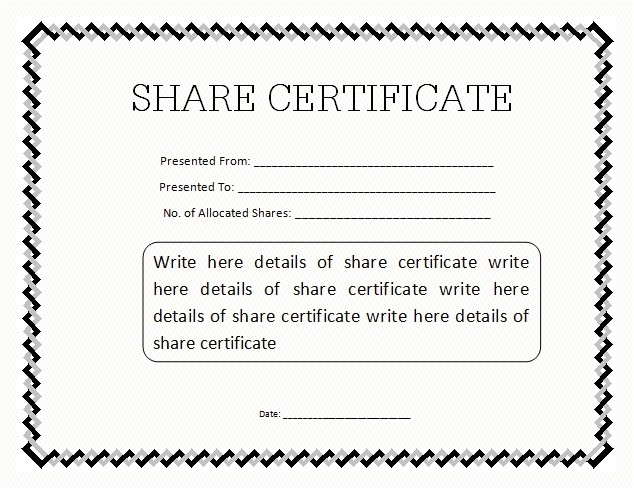 Share Certificate Template Pdf 13 Share Stock Certificate Templates Excel Pdf formats