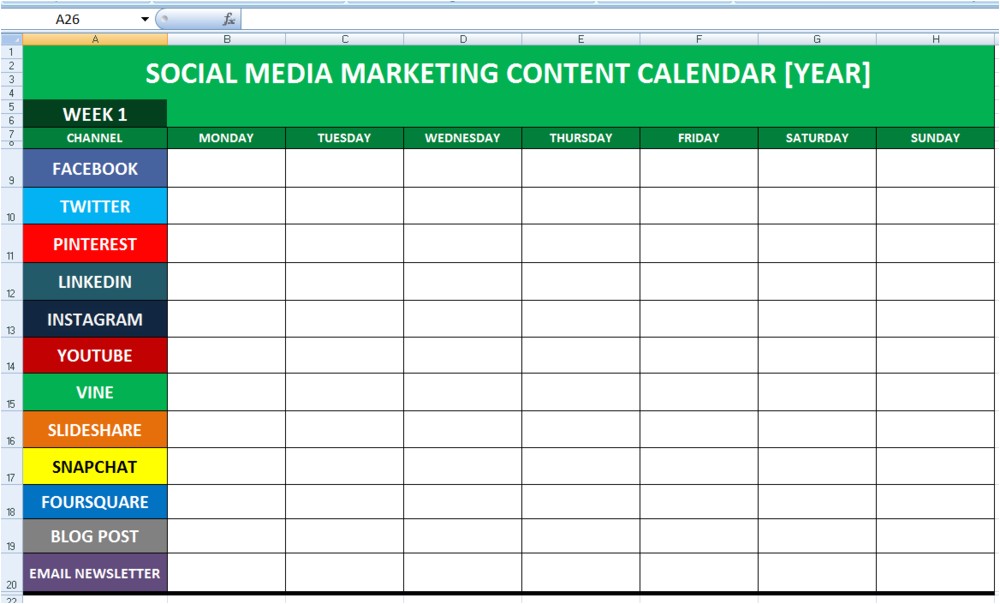 Social Media Planning Calendar Template social Media Calender Template Excel 2014 Editorial