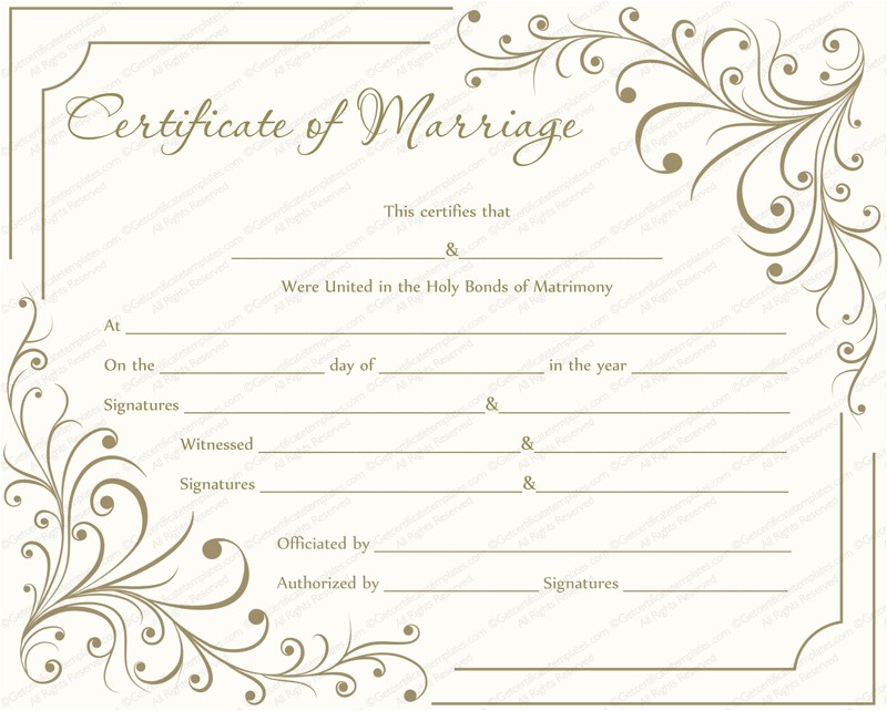 Wedding Ceremony Certificate Template Creamy Gray Marriage Certificate Template Get