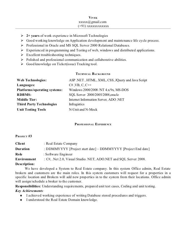 6 Months Experience Resume Sample In software Engineer Net Experience Resume Sample