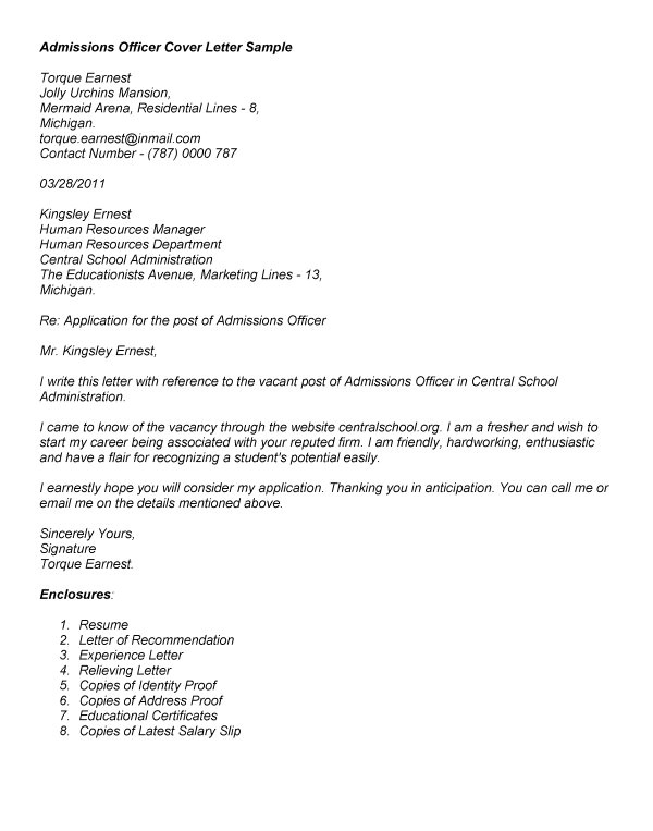 Admissions Officer Cover Letter Correctional Officer Cover Letter Resume Badak