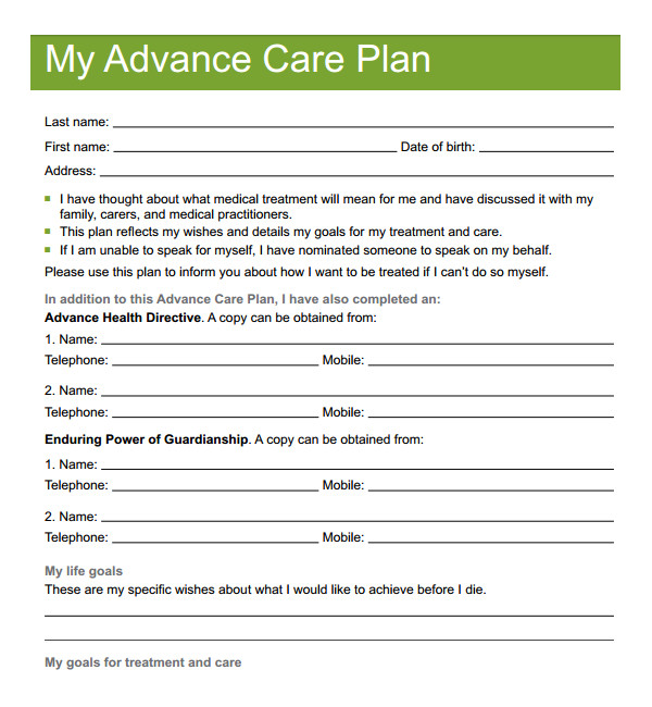 Advance Care Directive Template Williamson ga us