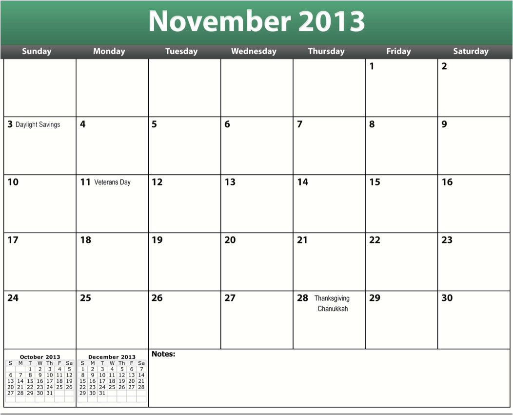 Blank Calendar Template November 2013 Printable Pdf November 2013 Calendar