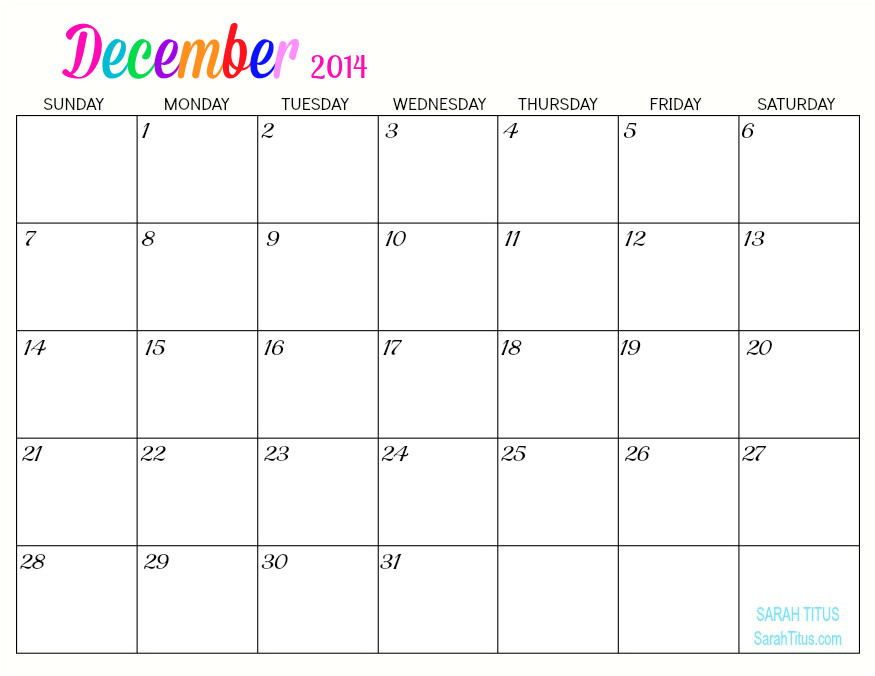 Blank December 2014 Calendar Template 5 Best Images Of Free Online Printable Blank Calendars