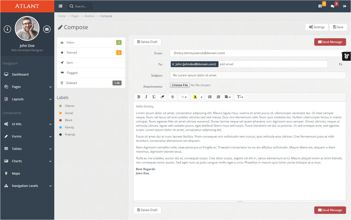Bootstrap 3 Email Template atlant Bootstrap Admin Template by Aqvatarius themeforest